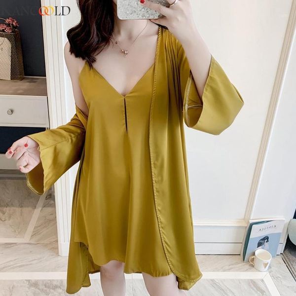 

kancoold korean women four colors sling solid v neck bathrobe lingerie sleepwear night gown lingerie ladies new arrival1, Black;red