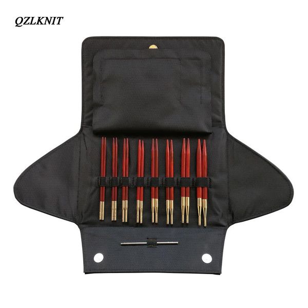 

qzlknit rosewood knitting needles set nylon tube interchangeable circular knitting needle 3.5mm-8.0mm yarn diy knit accessories