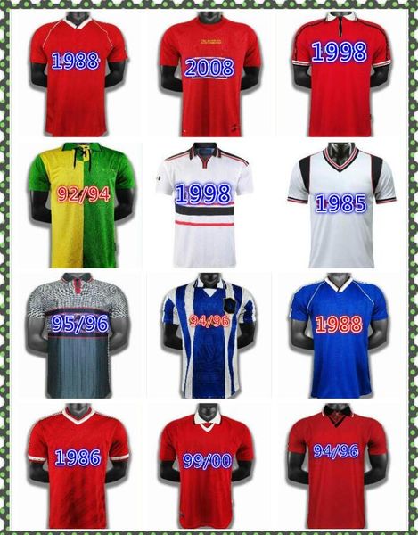 

88 1990 92 94 96 98 99 ronaldo soccer jersey united retro 00 02 07 08 man butt giggs utd ronaldo beckham kanchelskis cantona football shirt, Black;yellow