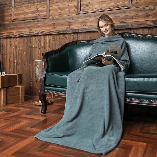

winter warm tv flannel blanket grey velvet plush adults wearable wrapped throw blankets for beds manta sofa travel koc130x180cm1