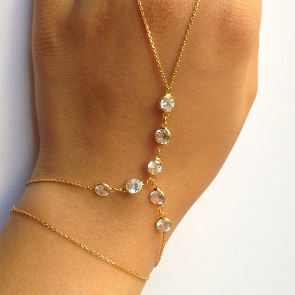 

women bracelet jewelry fashion gold silver color rhinestone bracelet&bangle hand chain dainty hand accessories for women l100, Black