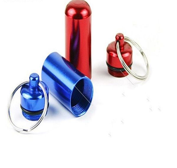 

100pcs/lot 48*17mm aluminum pill box case bottle holder container keychain key chain key wmteoz xhqhlady