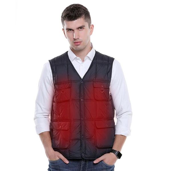 

outdoor t-shirts heated jacket intelligent heating solid color cotton vest korean version usb safe winter loaded fishing clothes, Gray;blue