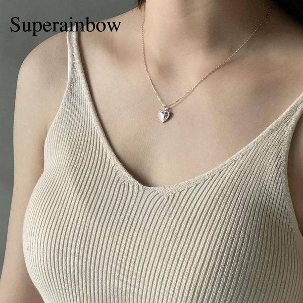 

superainbow 925 sterling silver smooth love heart-shaped pendant necklaces for ladies fashion jewelry gifts sr-n89