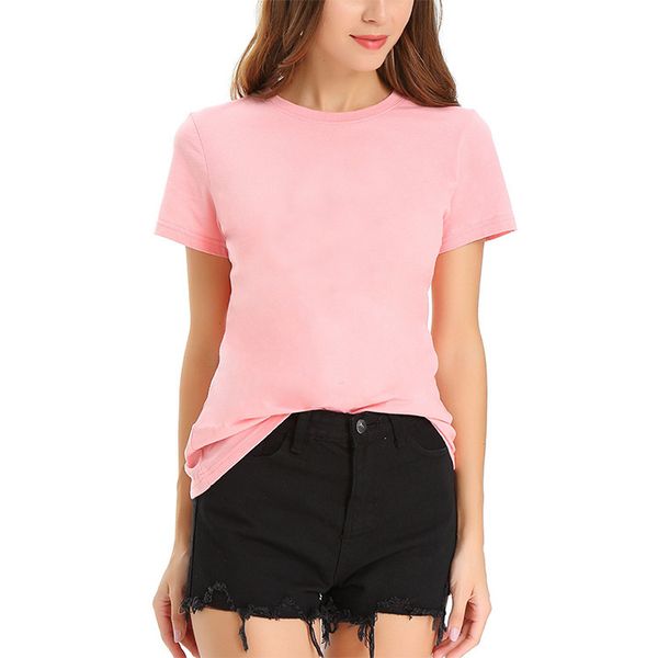 

women's cotton solid round neck short sleeve women's t-shirt, Black;brown