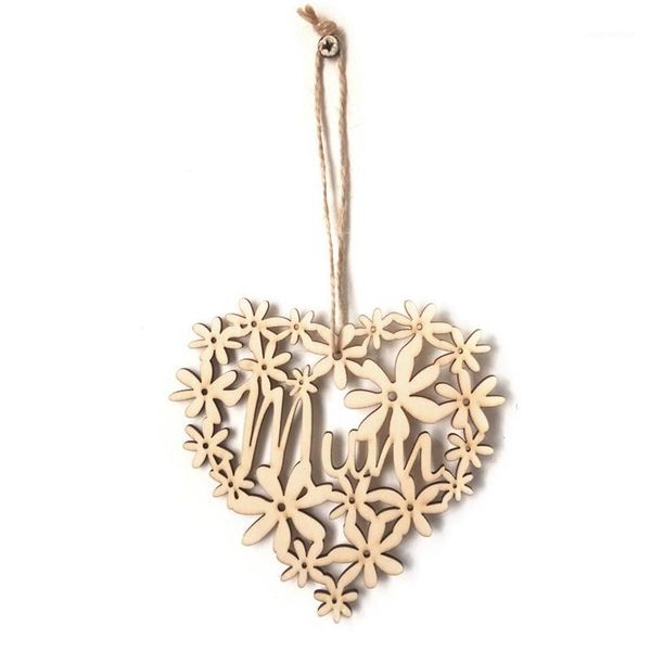 

christmas decorations gold wood mum heart shape cut out hanging decoration mothers day1