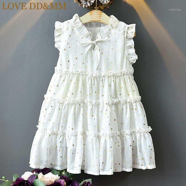 

girl's dresses love dd&mm girls 2021 summer children's wear sweet sleeveless five-pointed star gold princess mesh dress1, Red;yellow