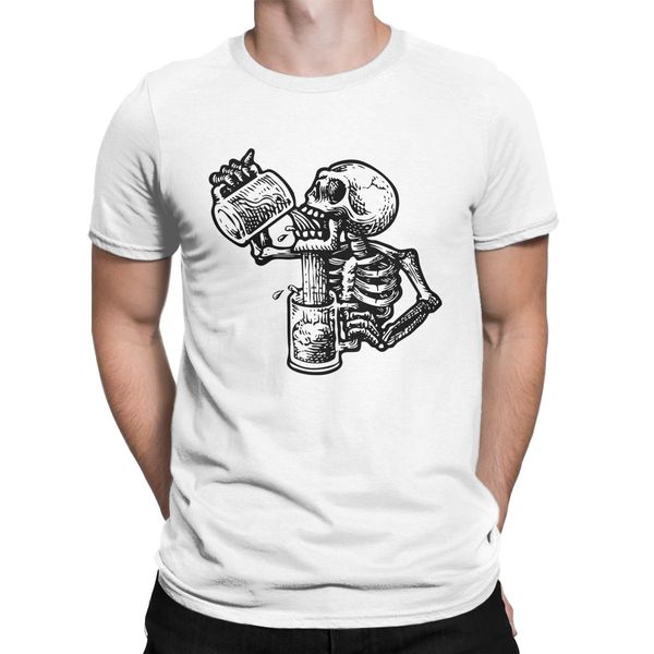 

men alcohol drunk skull halloween pure clothing awesome short sleeve o neck gift idea sport hooded sweatshirt hoodie men t shirt