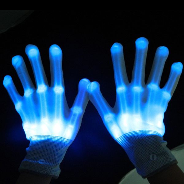 

led light gloves neon glowing guantes for christmas new year dance party props luminous flashing skull gloves stage costume
