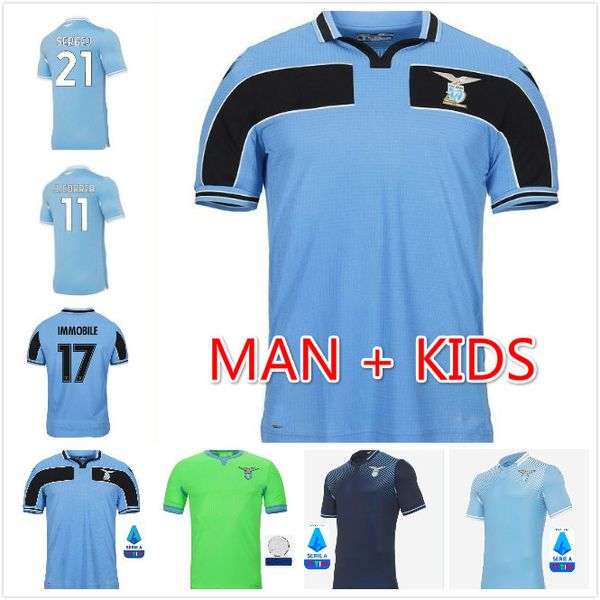 

men + kids kit 20 21 lazio soccer jerseys 120th anniversary 2020 2021 maglie immobile luis bastos alberto sergej football shirts, Black;yellow