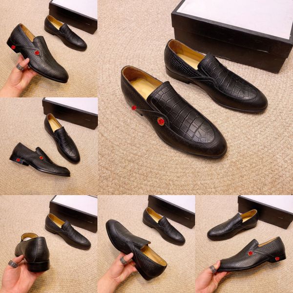 

brand luxury full grain leather business men designers dress shoes retro crocodile designer nature leather oxford shoes for men eu 38-46, Black