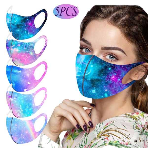 

нового напечатанный 5шта партии мода рождество tie dye маска для взрослых пыла многоразовой ткани маски для лица туманной дымки mouth муфель