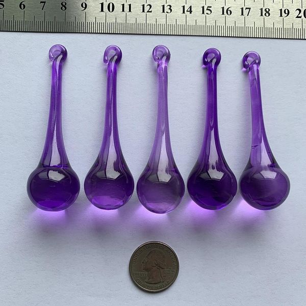

5pcs 80mm purple glass water drop chandelier pendants crystal curtain parts icicle crystal chandelier suncatcher diy h wmttcn