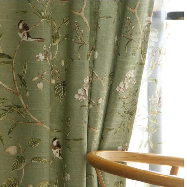 

rural curtains for living room dining bedroom american country style flower bird cotton and linen fabric curtains customization