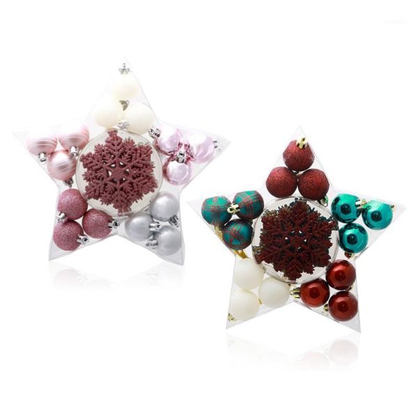 

24pcs christmas ball snowflake ornament shaped set christmas tree hanging balls colorful/silver pinkpendant diy decorations1