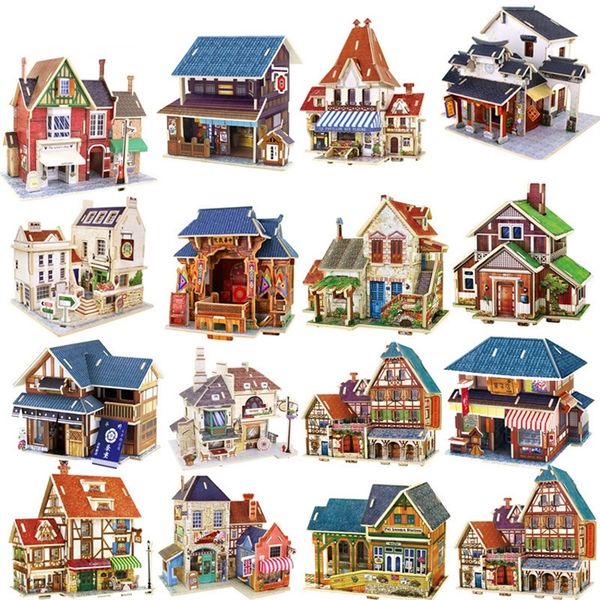 

kids toys jigsaw 3d puzzle house building wooden toys chalets wood toy puzzles baby montessori toys brinquedos y200413