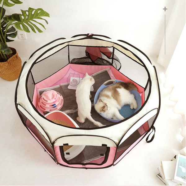 

cat beds & furniture portable folding pet tent dog house octagonal cage for playpen puppy kennel easy operation fence outdoor big dogs