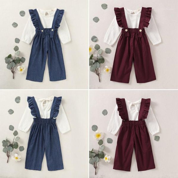 

2pcs toddler kids baby girl clothes long sleeve t-shirt +long pants outfits1, White