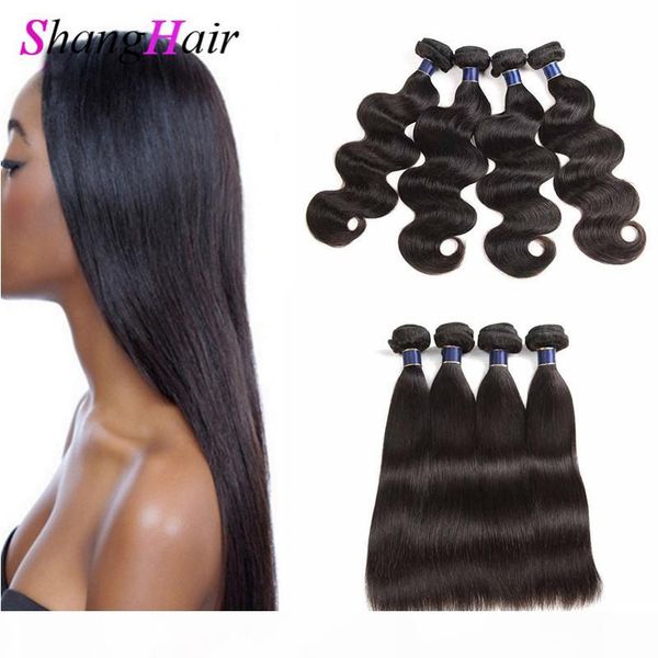 

brazilian body wave virgin hair 4 bundle deals remy human hair extensions straight human hair weave bundles body wave, Black