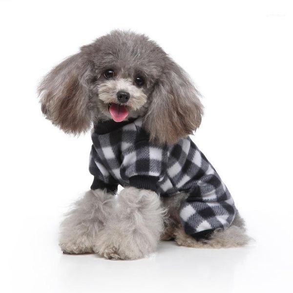 

dog apparel pet autumn winter red and black plaid pajamas fabric soft comfortable cat cute clothes1