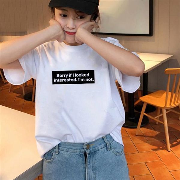 

извините, если я смотрю интересует im не котировки смешные tee женщины tumblr grunge мода white tee summer street style wear fh90