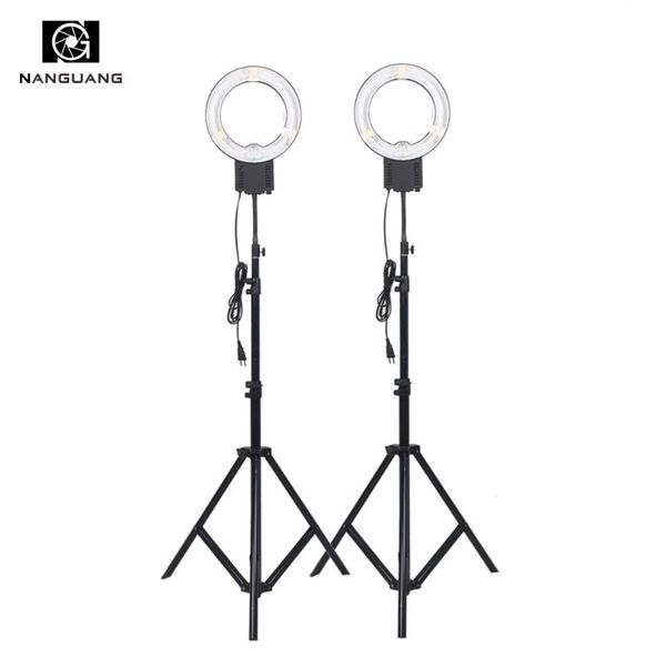 

flash heads 2pcs/set 5400k 28w fluorescent ring lamp ng-28c+200cm tripod stand for camera po studio video lighting pography light