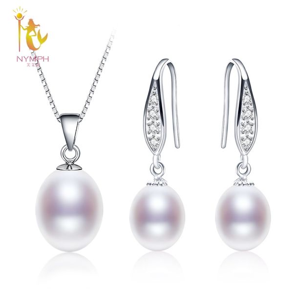 

nymph pearl jewelry set natural fresh water pearl necklace pendant earrings for wedding party gift women[tz1032] 210202, Silver