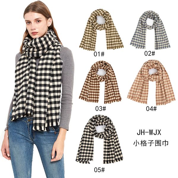 

fashion scarf foreign trade japan and south korea 2020 autumn and winter new mens scarf cashmere-like small plaid scarf womens lengthen to k, Blue;gray