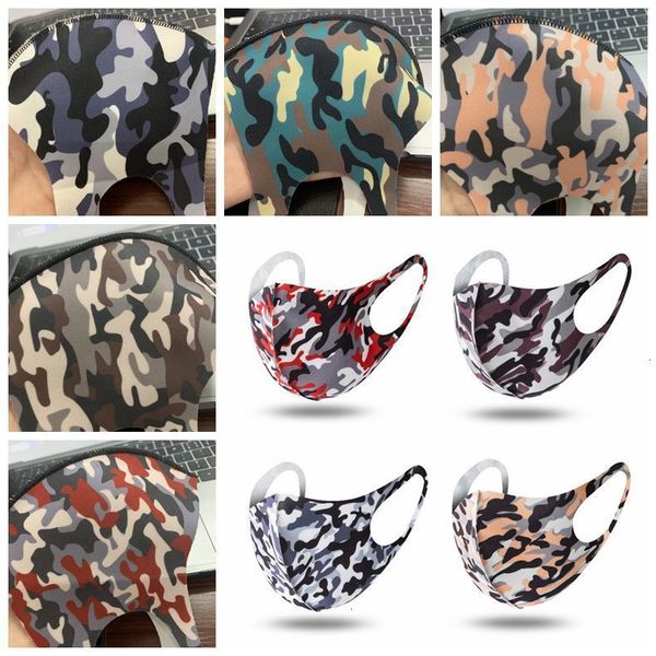 

respirator mask ice anti dust silk camouflage mouth muffle washable reusable camo face masks with package cca12058 120pcs