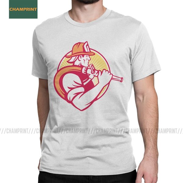 

sport fireman firefighter emergency worker men t shirts fire hose rescue novelty tees short sleeve t-shirt 100% cotton gift idea