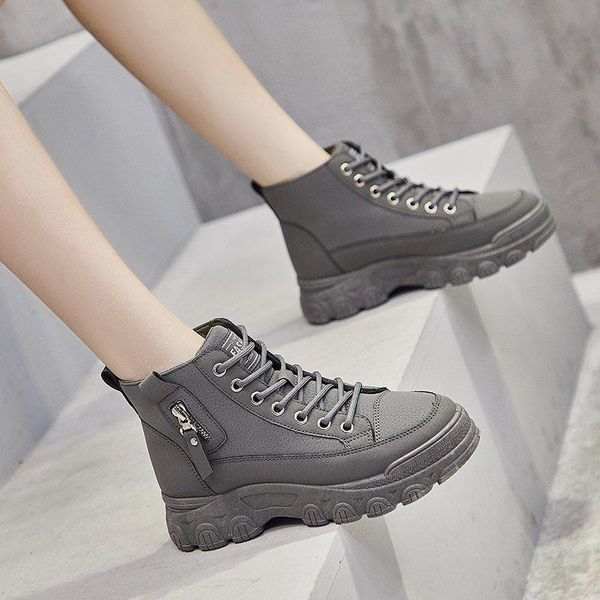 

2021 ladies winter snow boots warm flat bottom large size thick bottom lace-up women's shoes women's ankle boots women b1034, Black