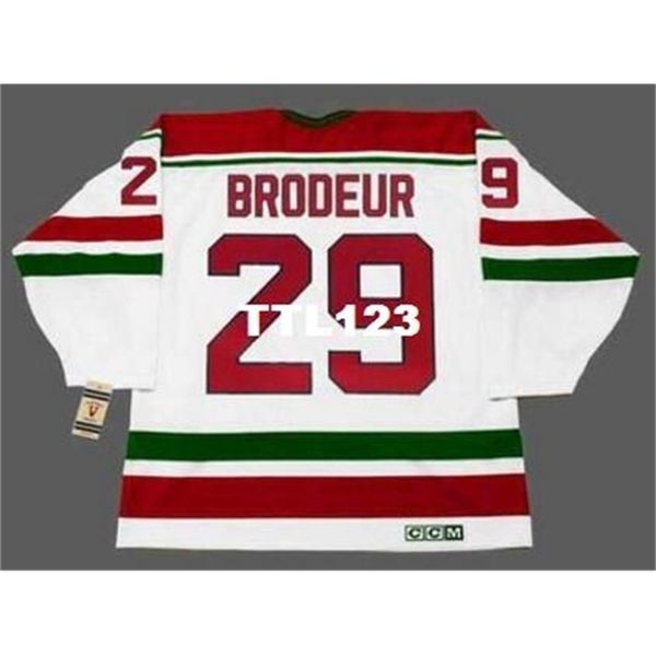 

421s #29 martin brodeur new jersey devils 1992 ccm vintage home hockey jersey or custom any name or number retro jersey, Black