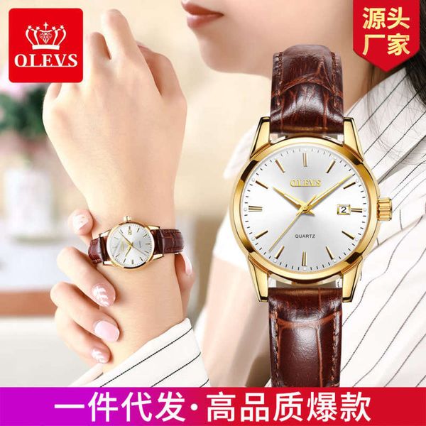 

quartz watch double calendar waterproof eurysys women's watch, Slivery;brown