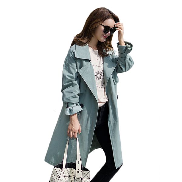

korean windbreaker 2021 spring autumn new slim long trench coats female adjustable waist overcoat womens loose outerwear, Tan;black