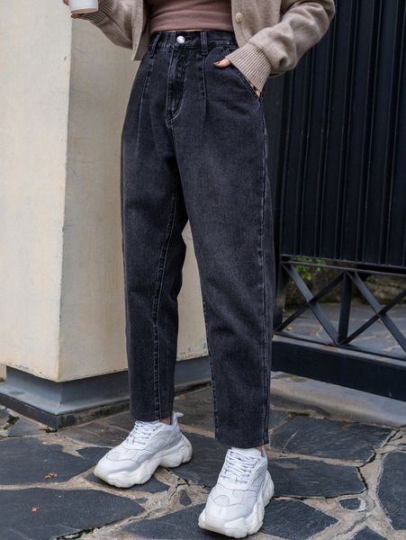 

dazy high waist straight leg jeans l60i#, Blue