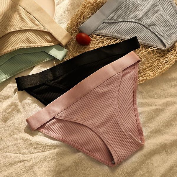 

women's panties the fashion cotton briefs for women seamless panty bikini thongs female lingerie low-rise ladies underwear solid, Black;pink