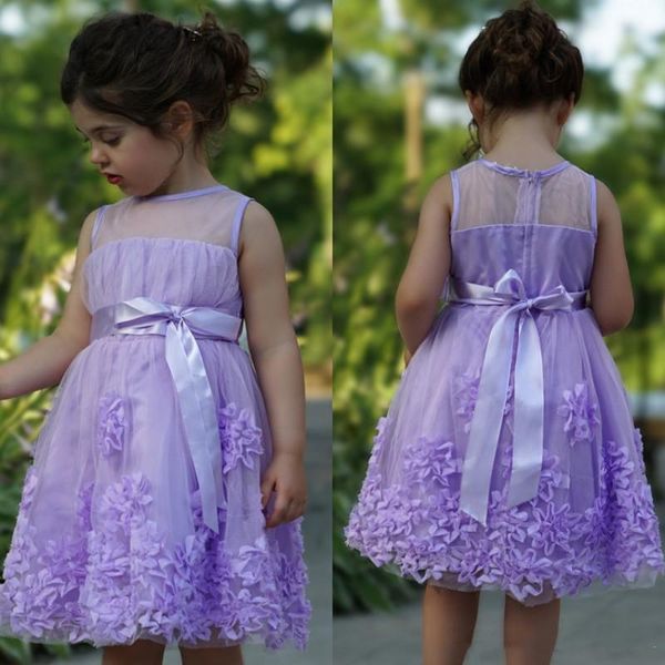

girls formal gowns lavender sheer jewel neck sleeveless sheash zipper back knee length a line beautiful girl communion dresses, Red;yellow