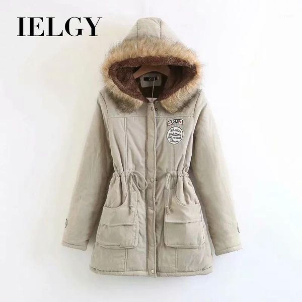 

ielgy women's plus size cotton winter korean thick fur collar student cotton jacket women's jacket1, Black