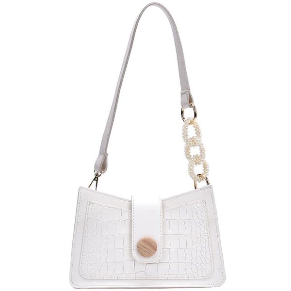 

vintage shoulder bag women leather girls female white fashion shoulder bag ladies sling pearl korean borse women bags ae50dj