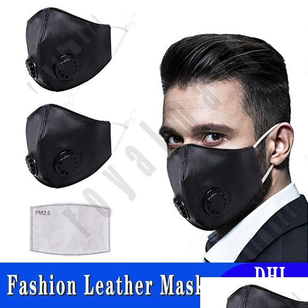 

leather mask with double breathing valve mask soft pu dustproof windproof cycling mask jllfml yummy_shop
