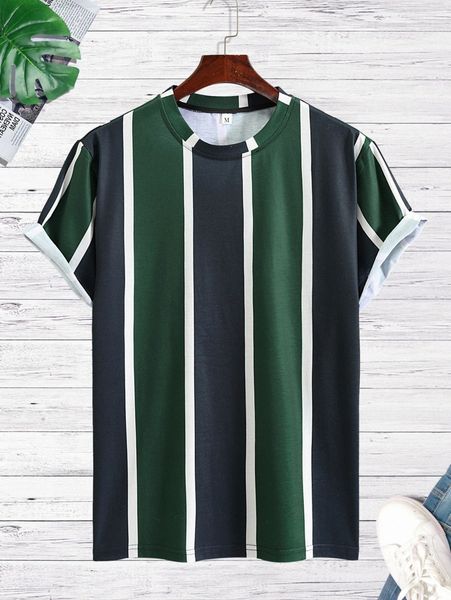 

men block striped tee u43y#, White;black