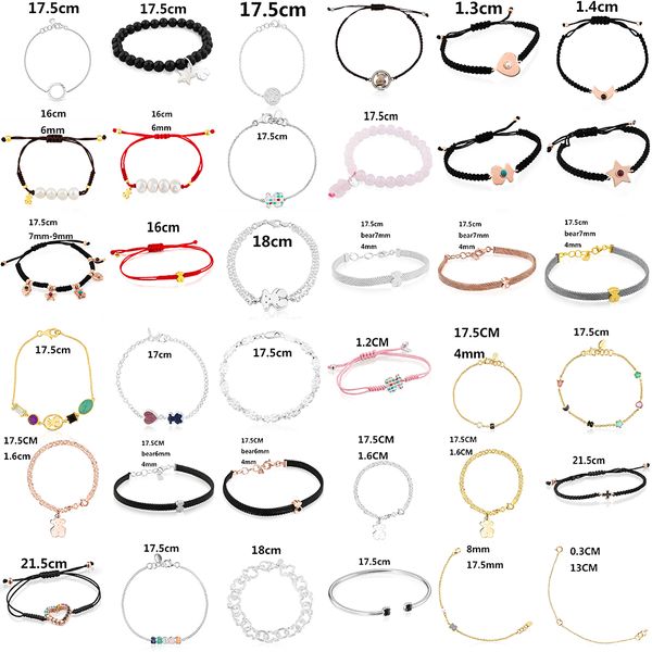 

new 2020 100% 925 sterling silver classic cute bear bracelet fashion female ornament factory wholesale gift, Black