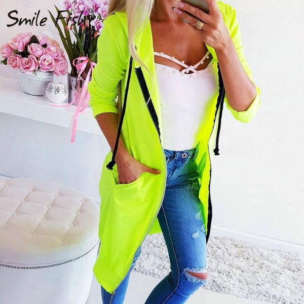 

women's jackets fluorescent green 2021 autumn long elegant lady coats lacing pockets hooded women zipper plus size outwear gv399, Black;brown