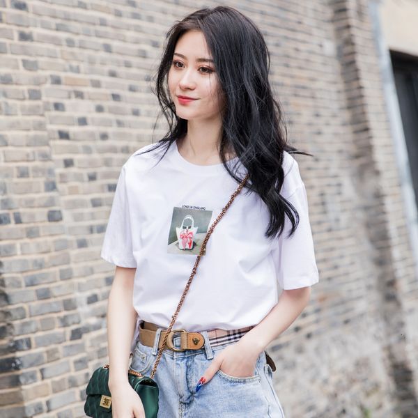 

selling women's t shirt summer cotton material o- neck clothing rl600l f0w6, White