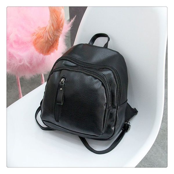 

2020 new women's pu backpack korean version of the same solid color schoolbag female fashion middle school students backpack