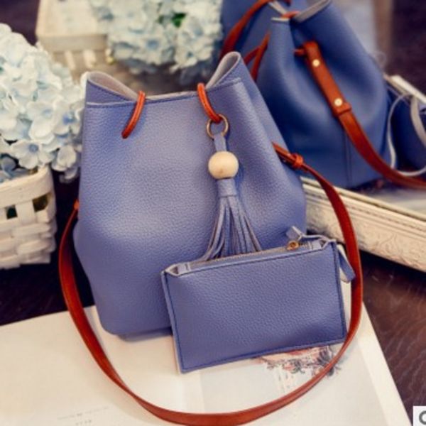 

new korean version of small fresh hand-held one shoulder cross slug bucket with wooden beads trendy new women's bag fashion korean fash