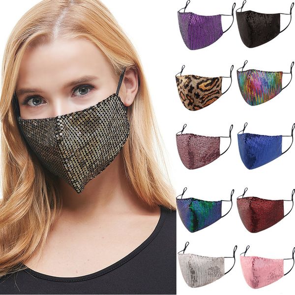 

fashion bling 3d sequin face masks washable reusable mask sequins shiny face cover mount masks anti-dust mouth mask for women and girls