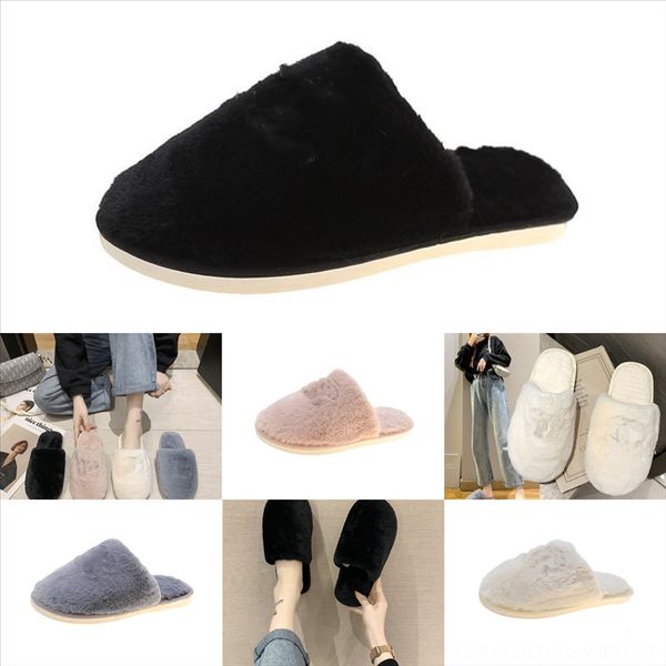 

dxquy winter furry slides women slippers warm plush minion plush stuff slipper christmas fluffy shoes flops cuddly cotton slippers home, Black
