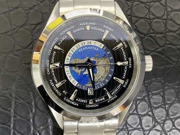 

роскошные мужские часы aqua terra worldtimer limited edition quratz движение 40mm co осевые дизайнерские мужские наручные часы, Slivery;brown