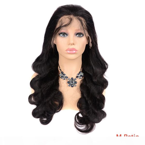 

парик фронта шнурка объемной волны 13x4 remy парик 150 density фронта шнурка preplucked фронта шнурка человеческих волос парики для чернокож, Black